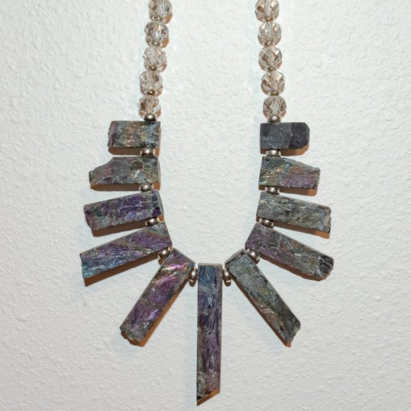 Natural Agate in Rainbow Hue Titanium Coating Pendant Necklace by Bocar - Picture 5 of 7